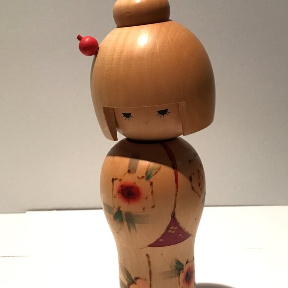 Collectible Lot Vintage Japanese Kokeshi Hand-Painted Signed Wooden Dolls 5pcs - Picture 2 of 11